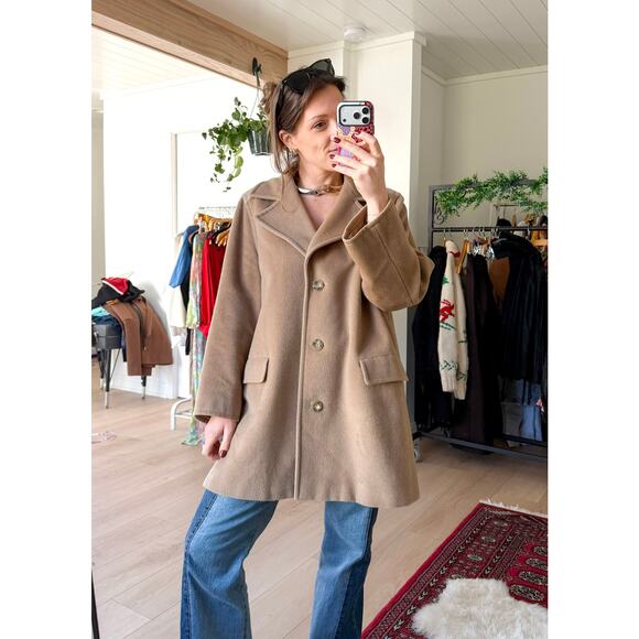 Max Mara Camel Brown Virgin Wool Mid Length Winter Coat US 14 - Picture 10 of 15